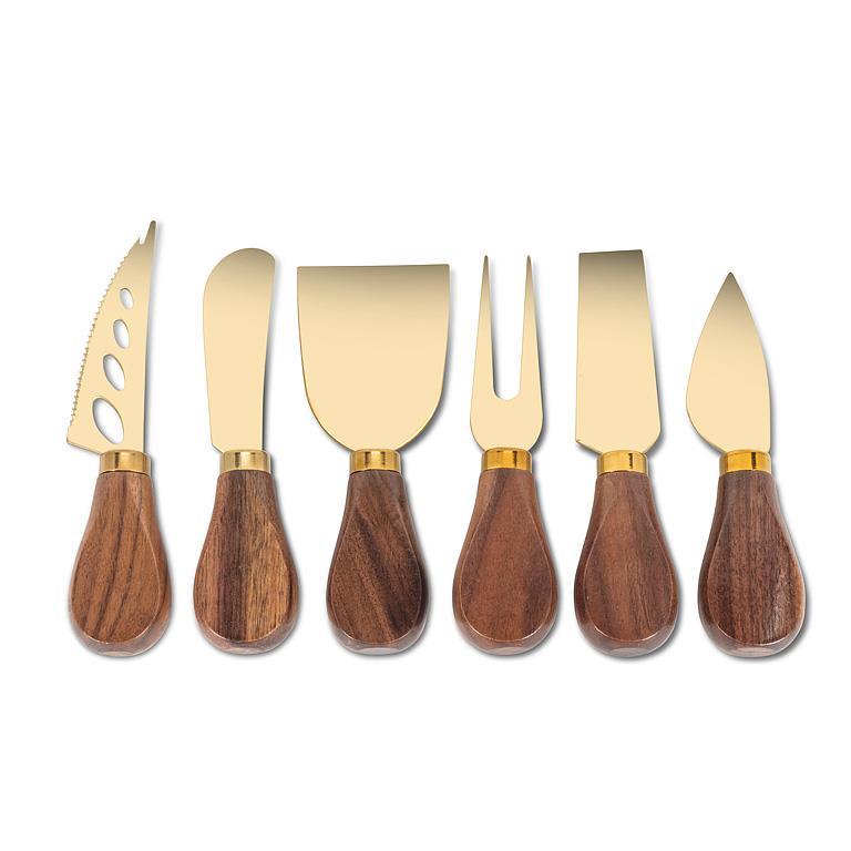 Walnut Handled Cheese Knives. Set of 6